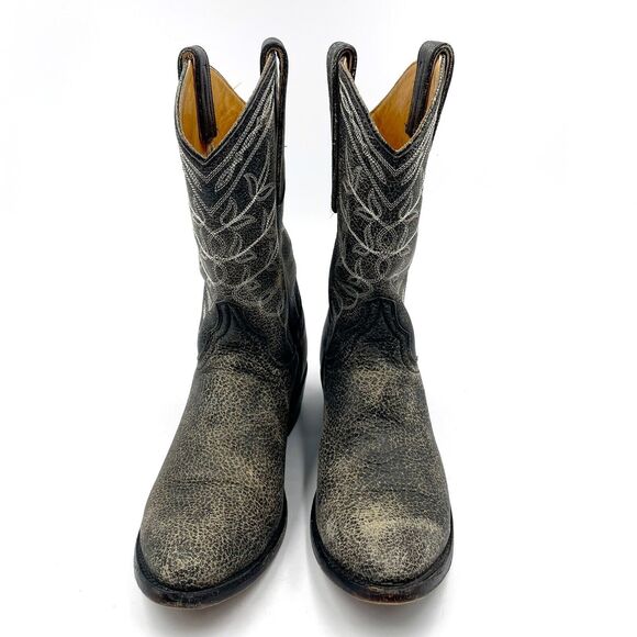 Old Gringo Polo Black Leather Cowboy Boots Embroidered Mid-Calf Western Sz‎ 6.5 - Picture 4 of 9